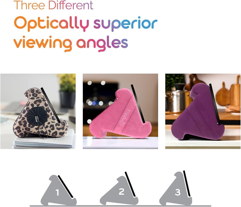Flippy Original Tablet Pillow Stand & iPad Holder, Gift for Book Lovers & Readers, Multi-Angle Stand with Storage for Lap, Desk & Bed, Compatible with Kindle, Fire, iPad & Samsung, Def Leopard - Image 4